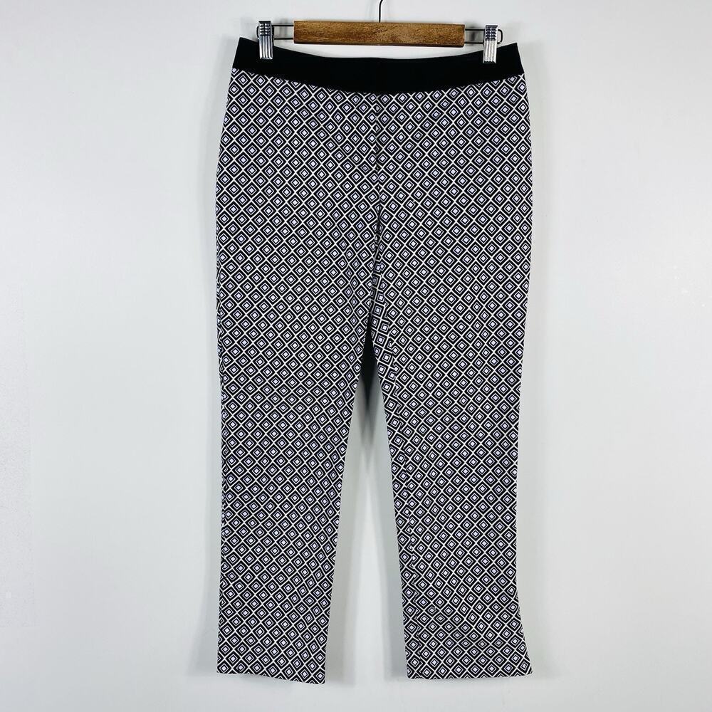 Chico's Size 2 XS 00 Geo Print So Slimming Crop Pants Black Blue White